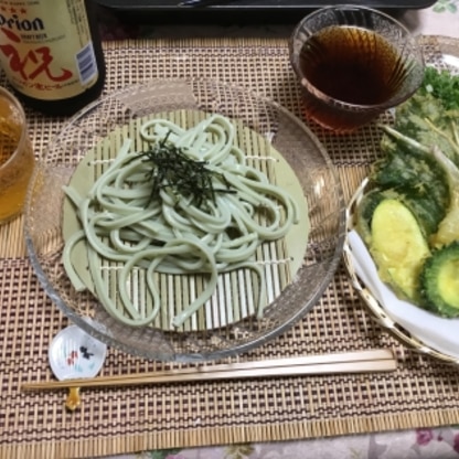 ゴーヤ麺と一緒に食べました。ゴーヤの天ぷらとあいました。